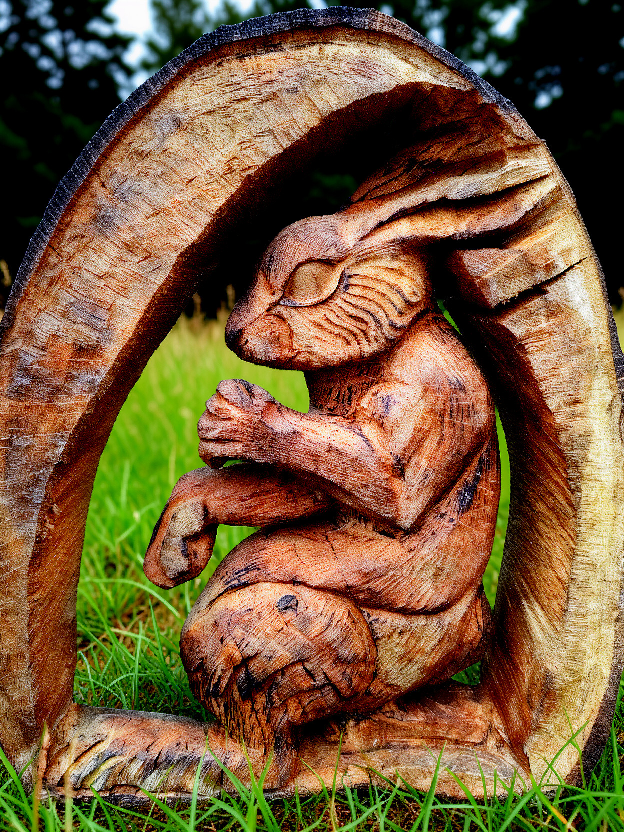 Boxing hare chainsaw carving