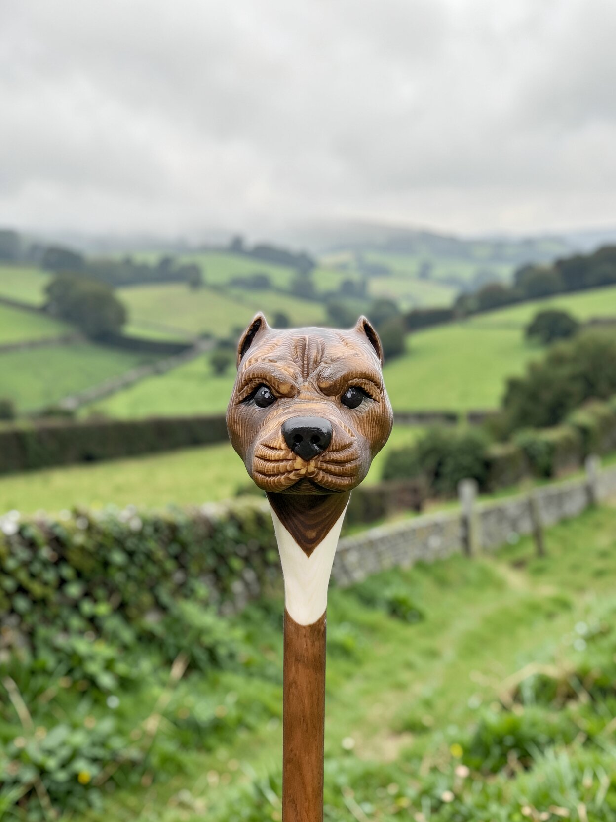 Brown XXL Bully Dog walking stick