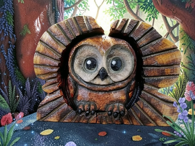 Chainsaw carving cute owl