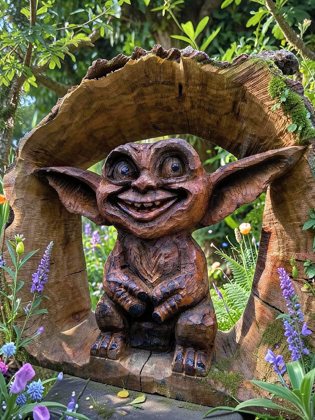 Chainsaw carving Gizmo the gremlin