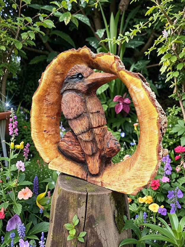 Kingfisher chainsaw carving